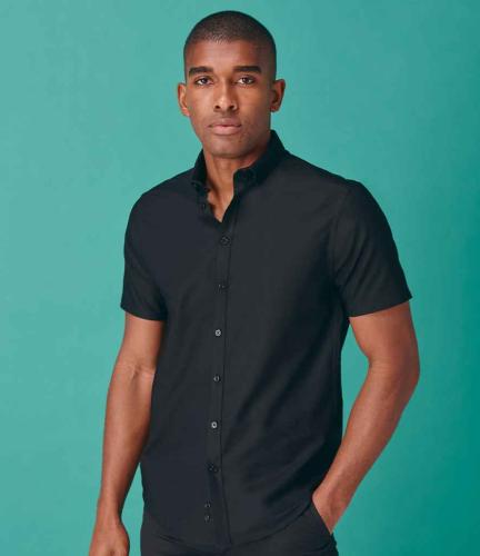 Henbury Modern Short Sleeve Slim Fit Oxford Shirt - BLK - M